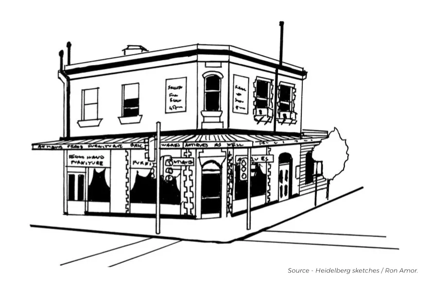 Line illustration of JPLegal's original Heidelberg office